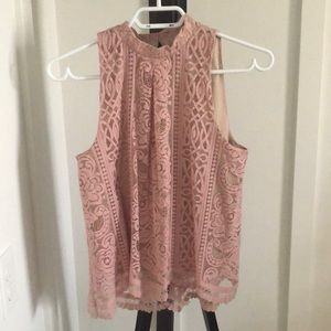Pink Halter Lace Scalloped Top. Size S.